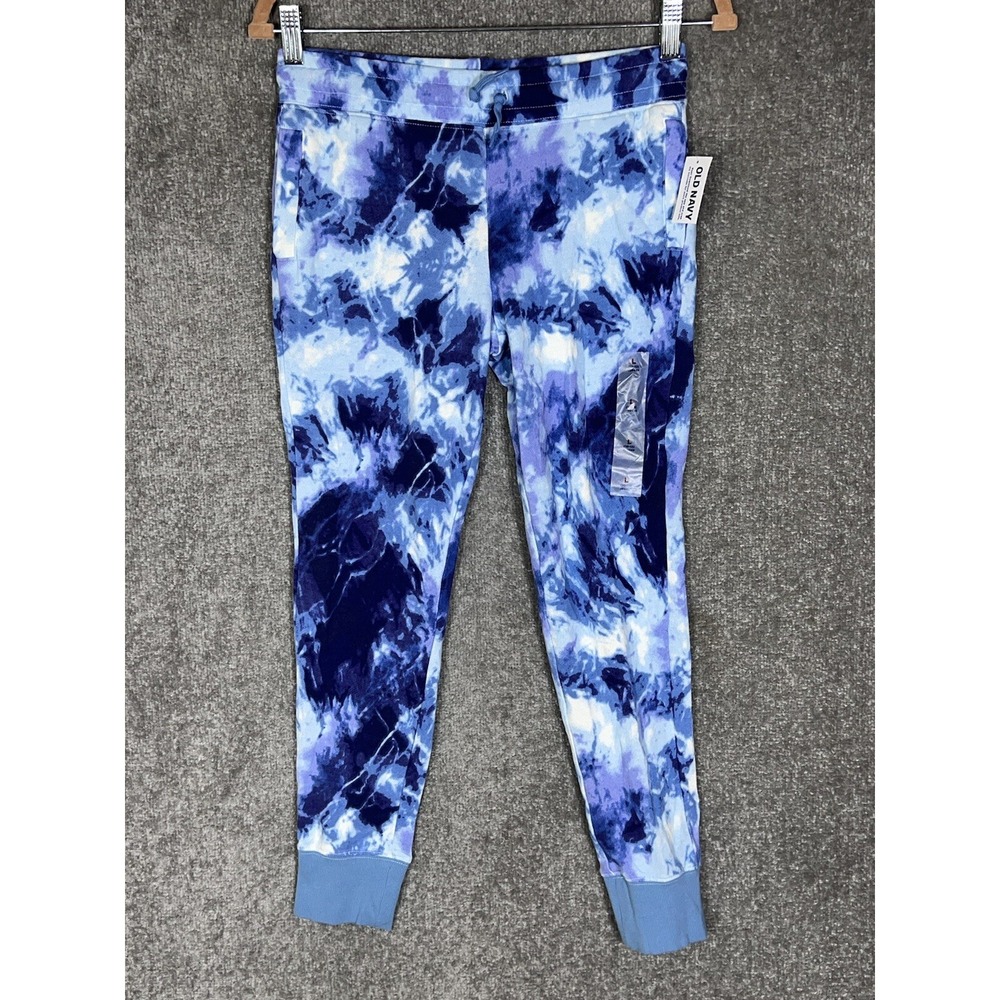 Old Navy Jogger Pants Girls Size Large 10-12 Blue Tie Dye Pockets‎ Lounge NWT